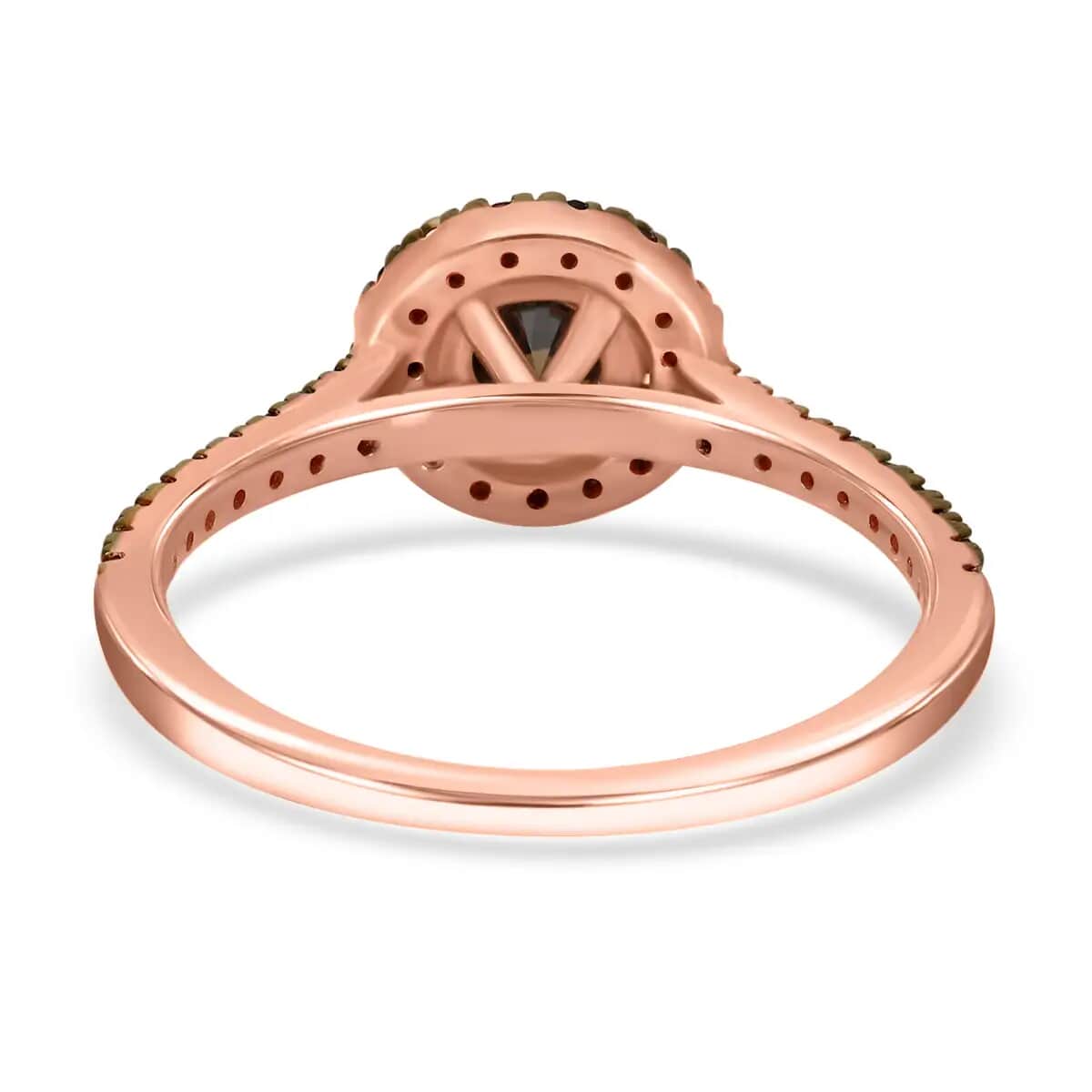 Luxoro Natural Champagne Diamond Ring, 10K Rose Gold Ring, Natural Champagne Diamond Round Shape Ring, Halo Ring, Wedding Ring, Engagement Ring 1.00 ctw image number 5