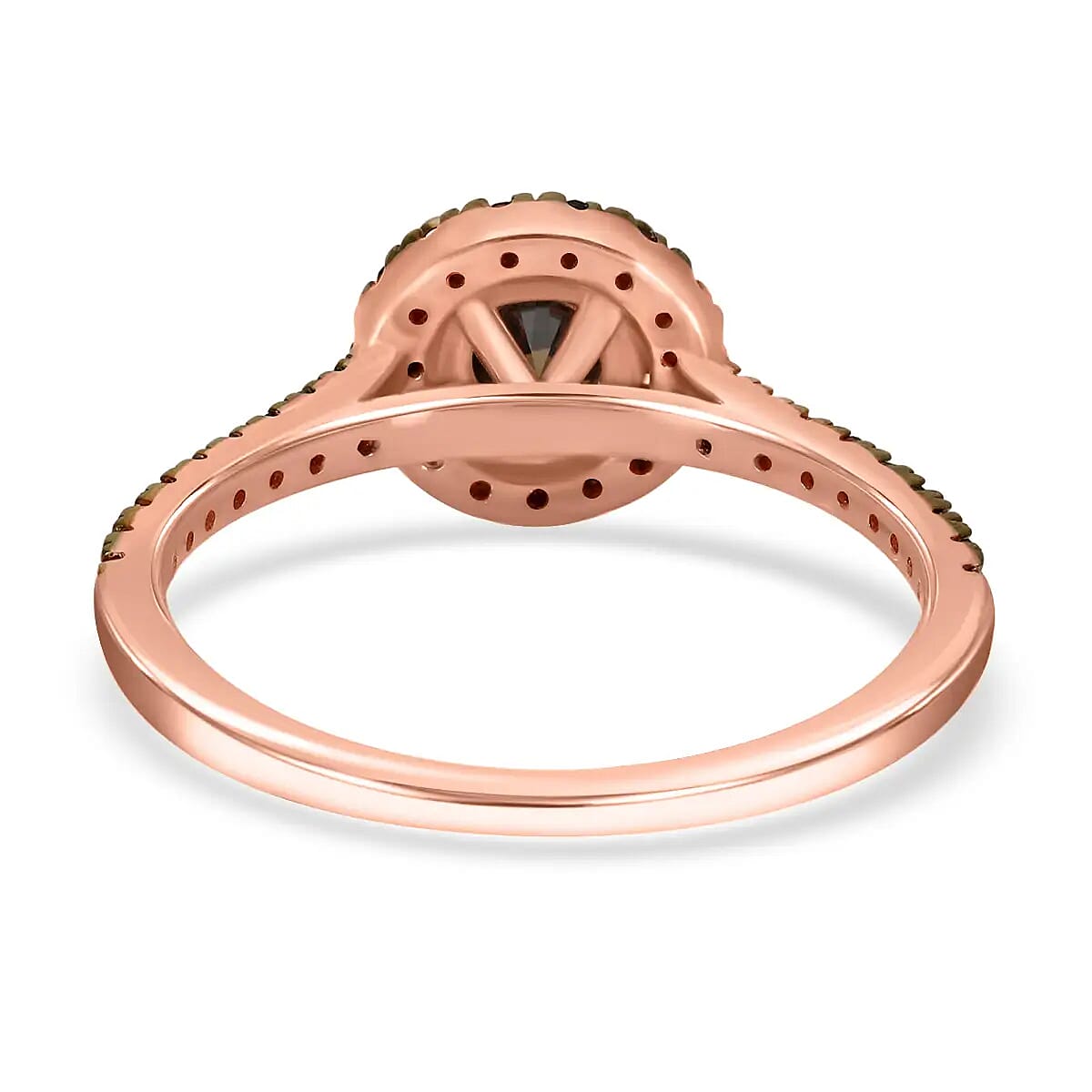 Luxoro Natural Champagne Diamond 1.00 ctw Ring in 10K Rose Gold, Natural Champagne Diamond Round Shape Ring, Halo Ring, Wedding Ring, Engagement Ring image number 5