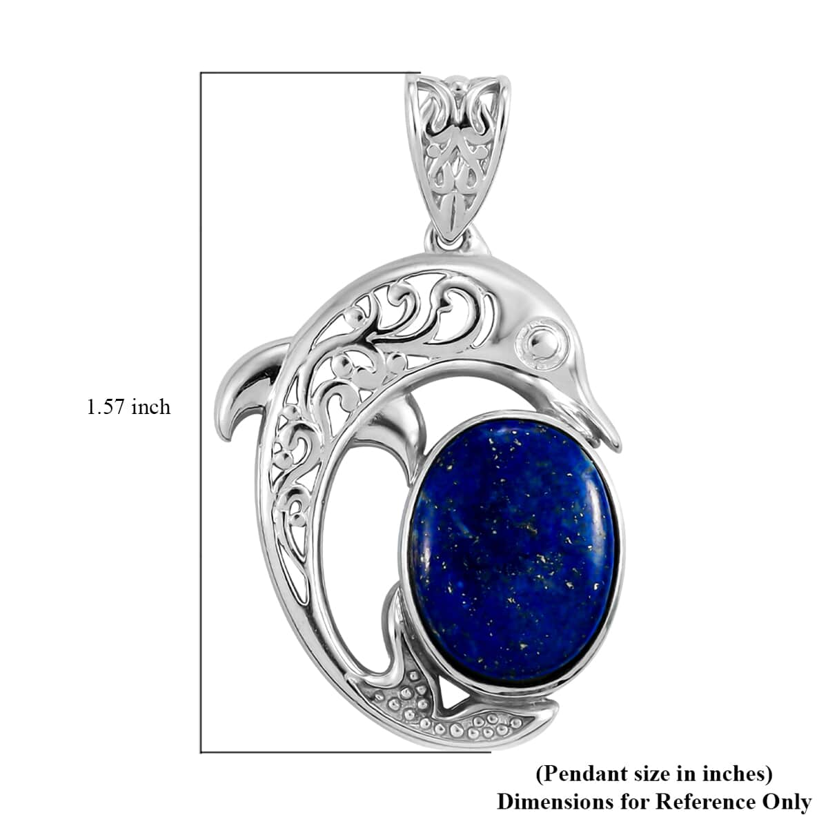 Lapis Lazuli Dolphin Pendant in Platinum Over Copper 9.30 ctw image number 4