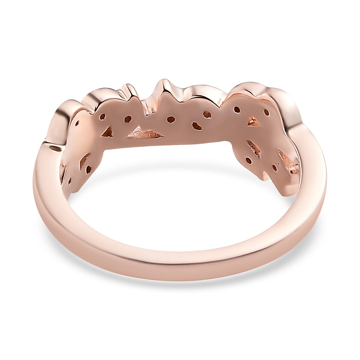 Uncut Natural Pink Diamond Band Ring in Vermeil Rose Gold Over Sterling Silver (Size 10.0) 0.10 ctw