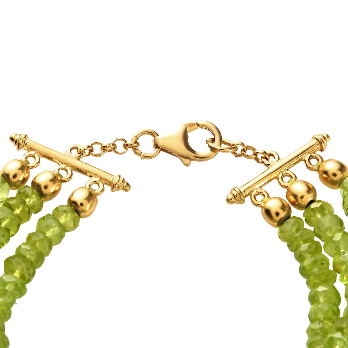 American Natural Arizona Peridot 3 Row Bracelet in Vermeil Yellow Gold Over Sterling Silver (7.25In) 97.30 ctw image number 3