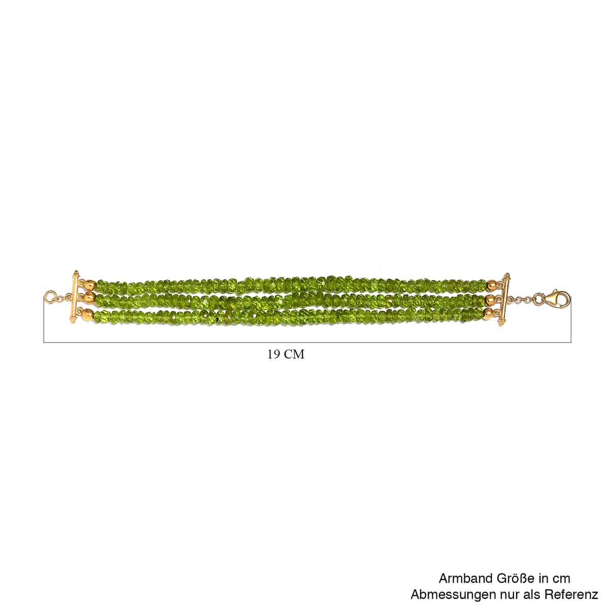 American Natural Arizona Peridot 3 Row Bracelet in Vermeil Yellow Gold Over Sterling Silver (7.25In) 97.30 ctw image number 4