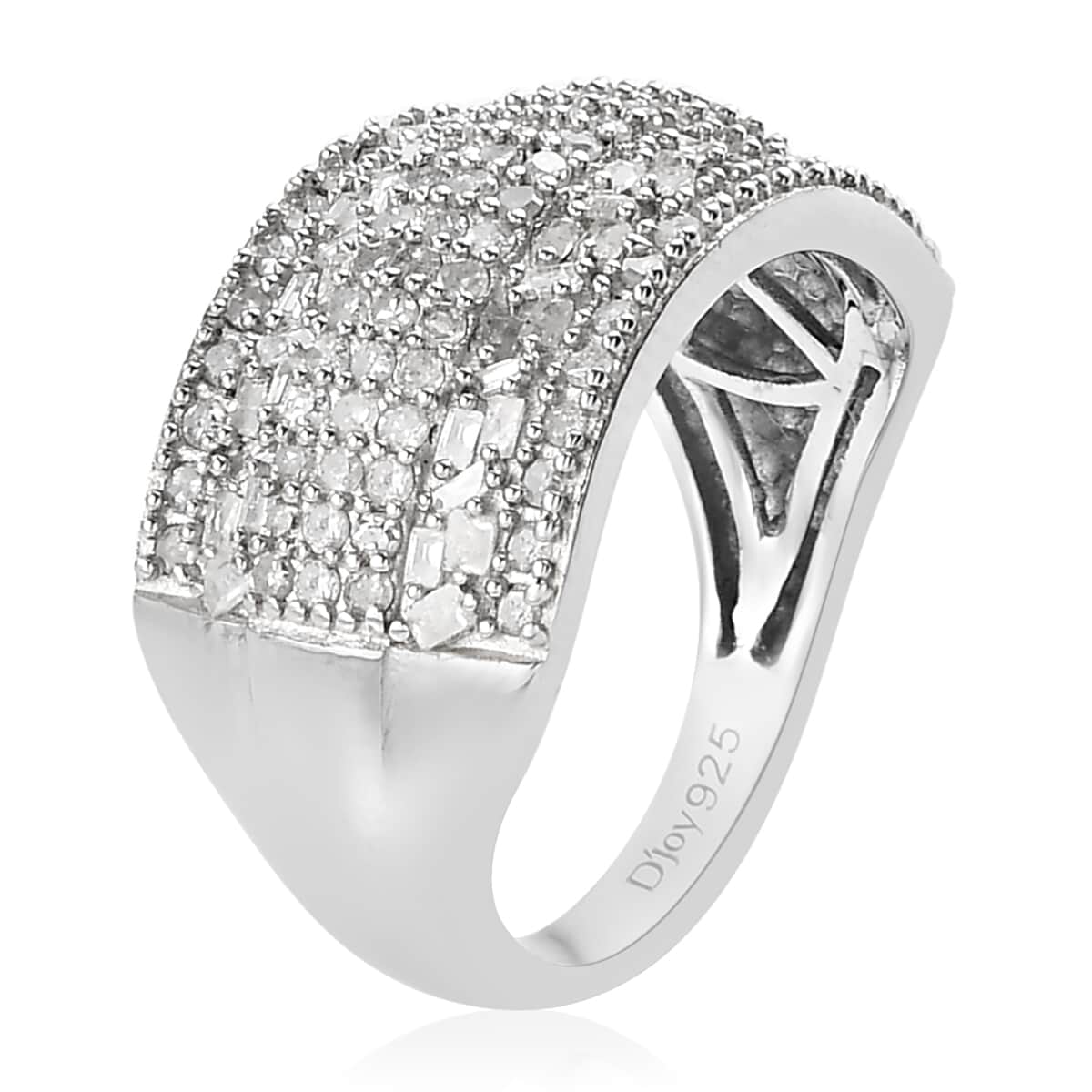 Diamond Band Ring in Platinum Over Sterling Silver (Size 10.0) 1.00 ctw image number 3