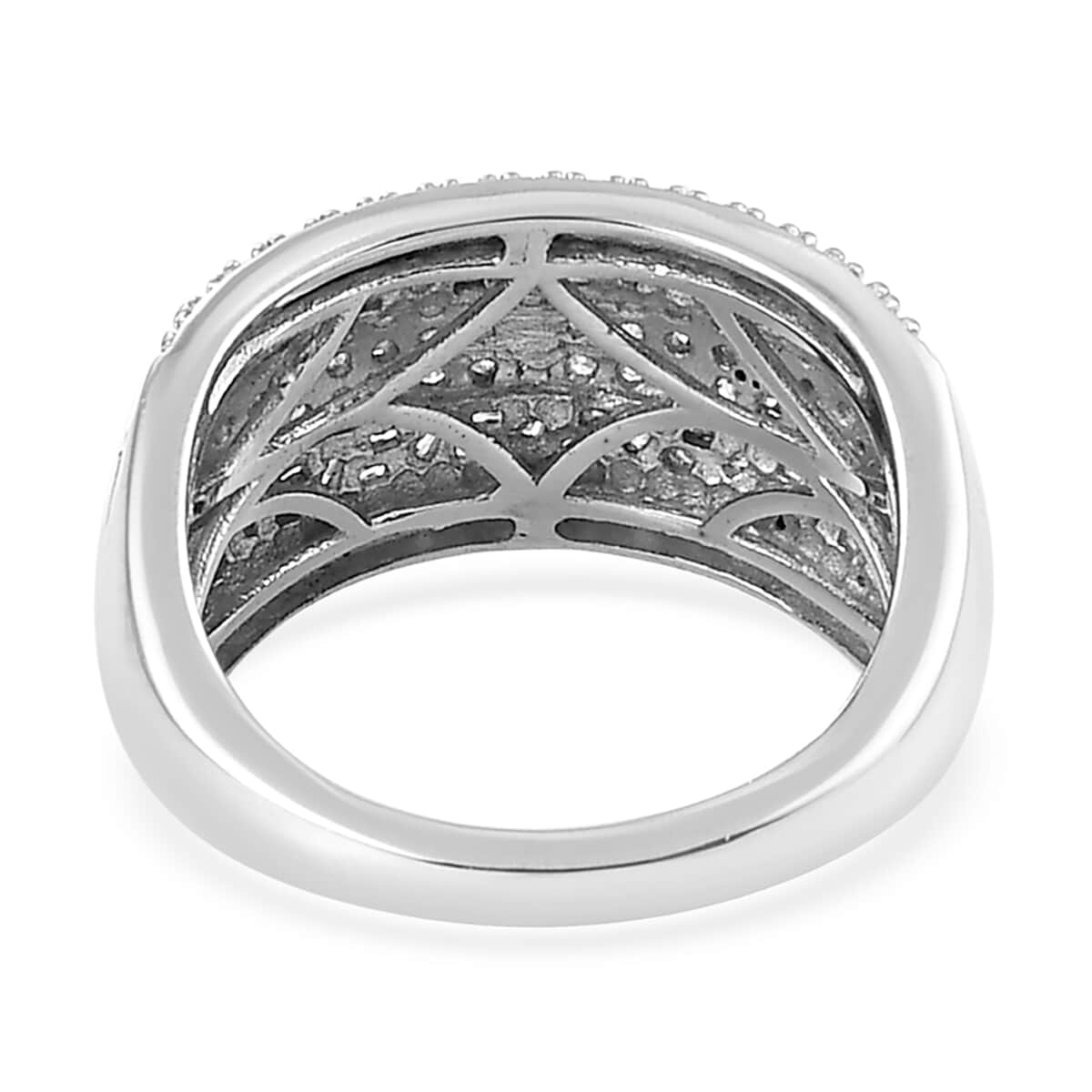Diamond Band Ring in Platinum Over Sterling Silver (Size 10.0) 1.00 ctw image number 4