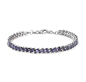 Tanzanite Link Bracelet in Platinum Over Sterling Silver (7.25 In) 10.15 Grams 9.50 ctw