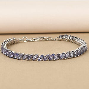 Tanzanite Link Bracelet in Platinum Over Sterling Silver (7.25 In) 10.15 Grams 9.50 ctw
