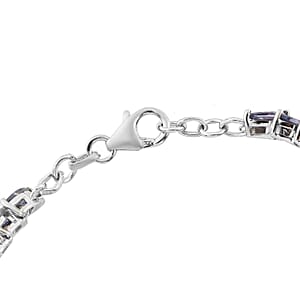 Tanzanite Link Bracelet in Platinum Over Sterling Silver (7.25 In) 10.15 Grams 9.50 ctw