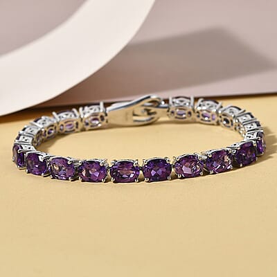 Moroccan Amethyst Tennis Bracelet in Platinum Over Sterling Silver (7.25 In) 15 Grams 23.25 ctw