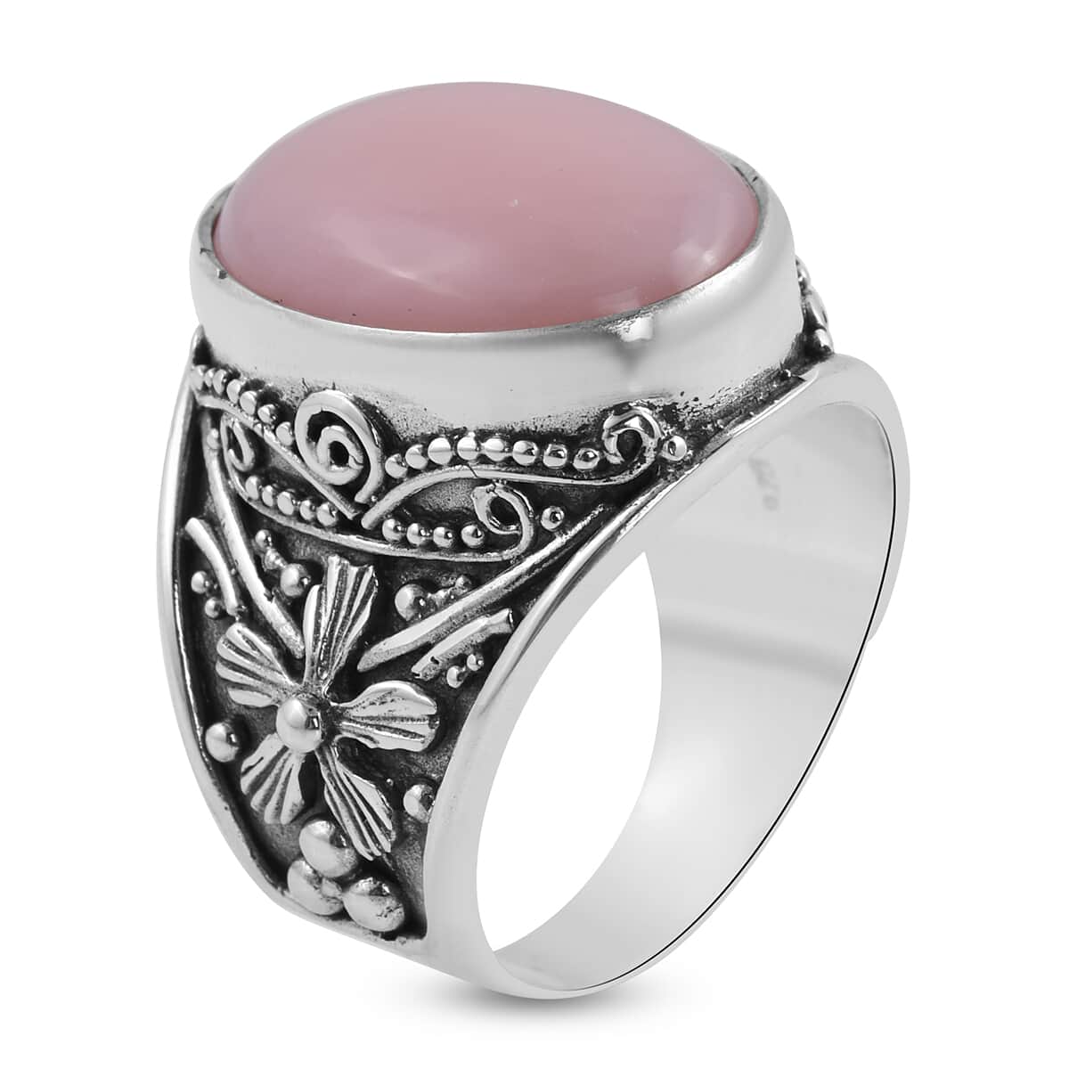 BALI LEGACY Peruvian Pink Opal Ring in Sterling Silver 10 Grams 16.90 ctw image number 3
