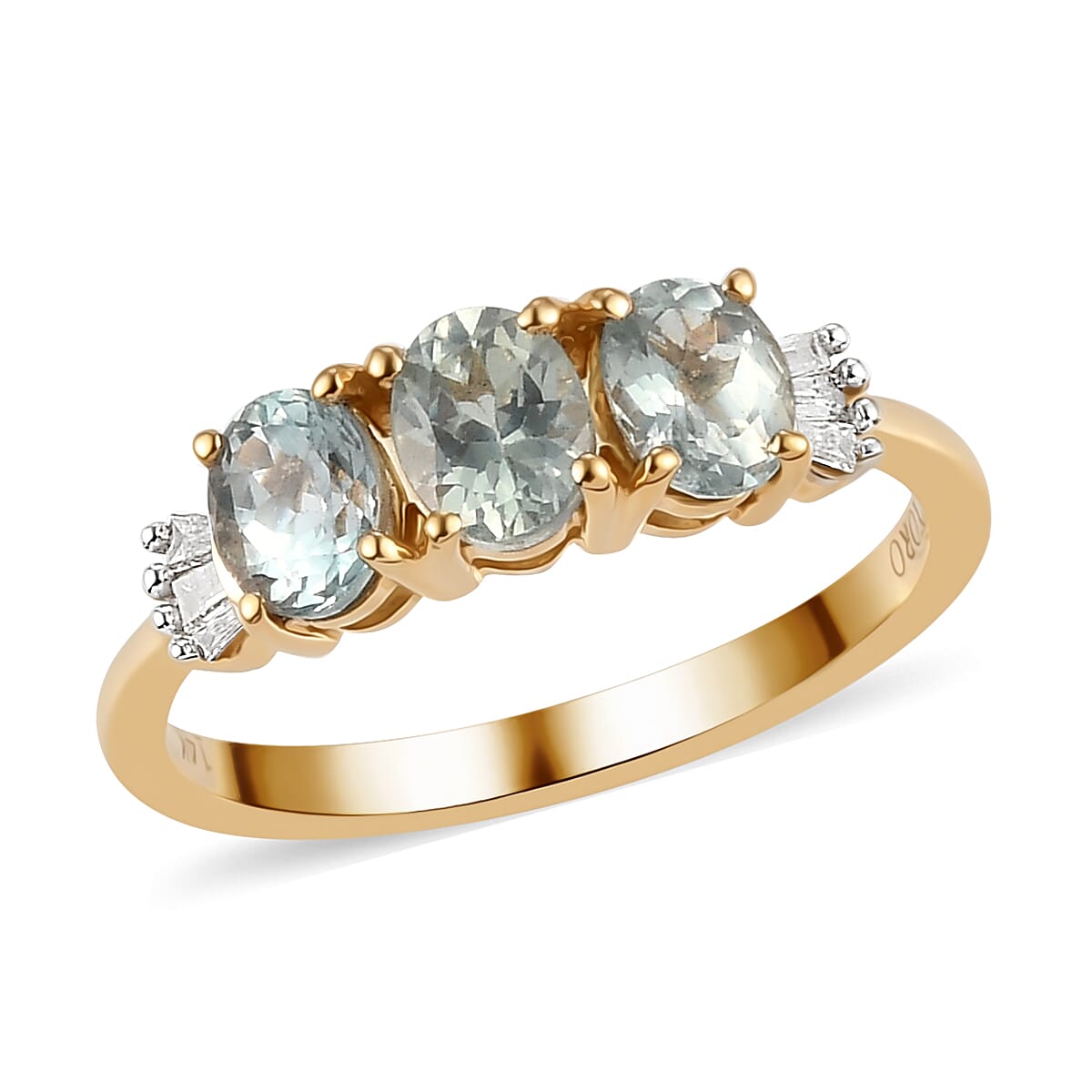 LUXORO 14K Yellow Gold AAA Narsipatnam Alexandrite and G-H I2 Diamond Trilogy Ring 2.35 Grams 1.15 ctw image number 0