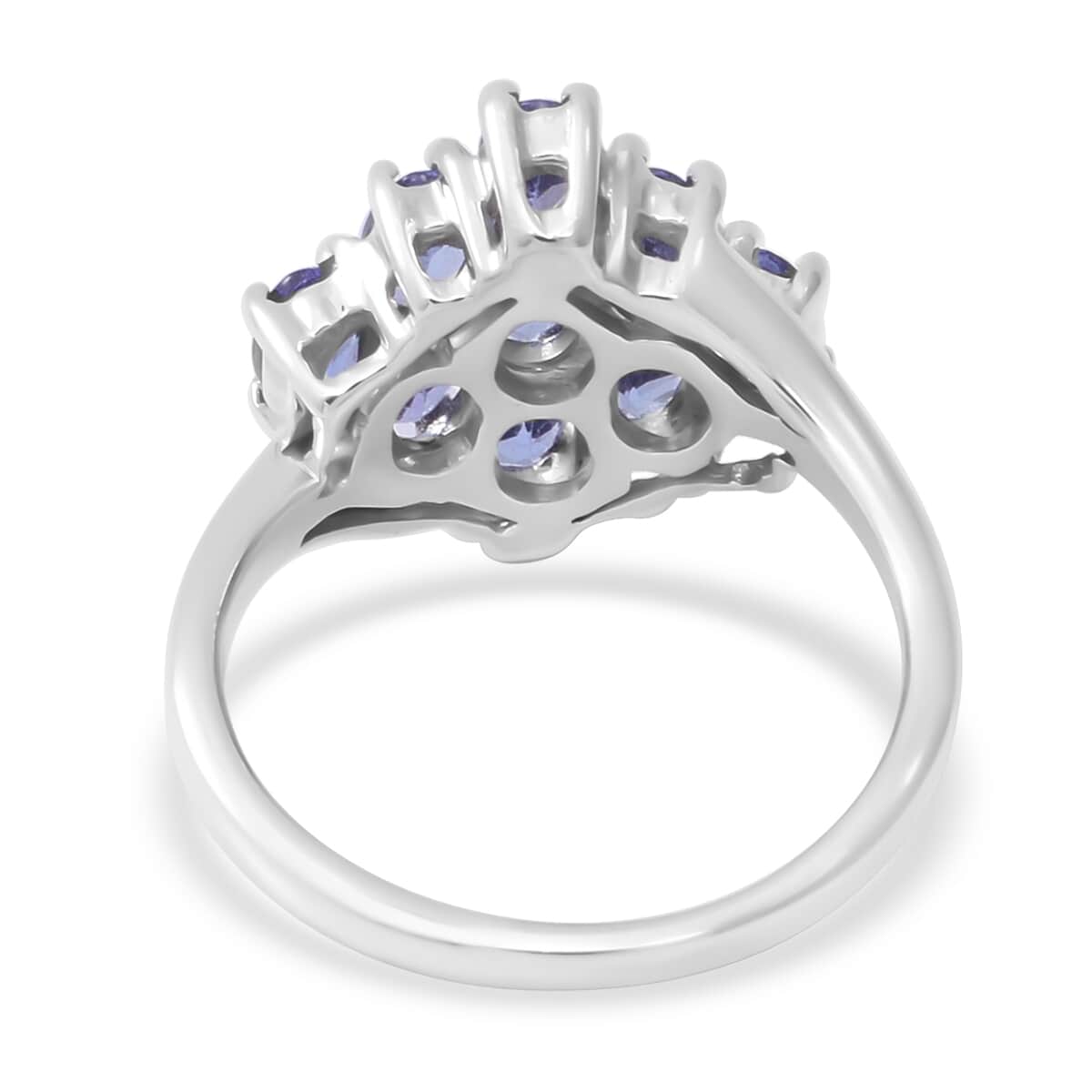 Tanzanite Cluster Ring in Platinum Over Sterling Silver (Size 8.0) 2.00 ctw image number 3