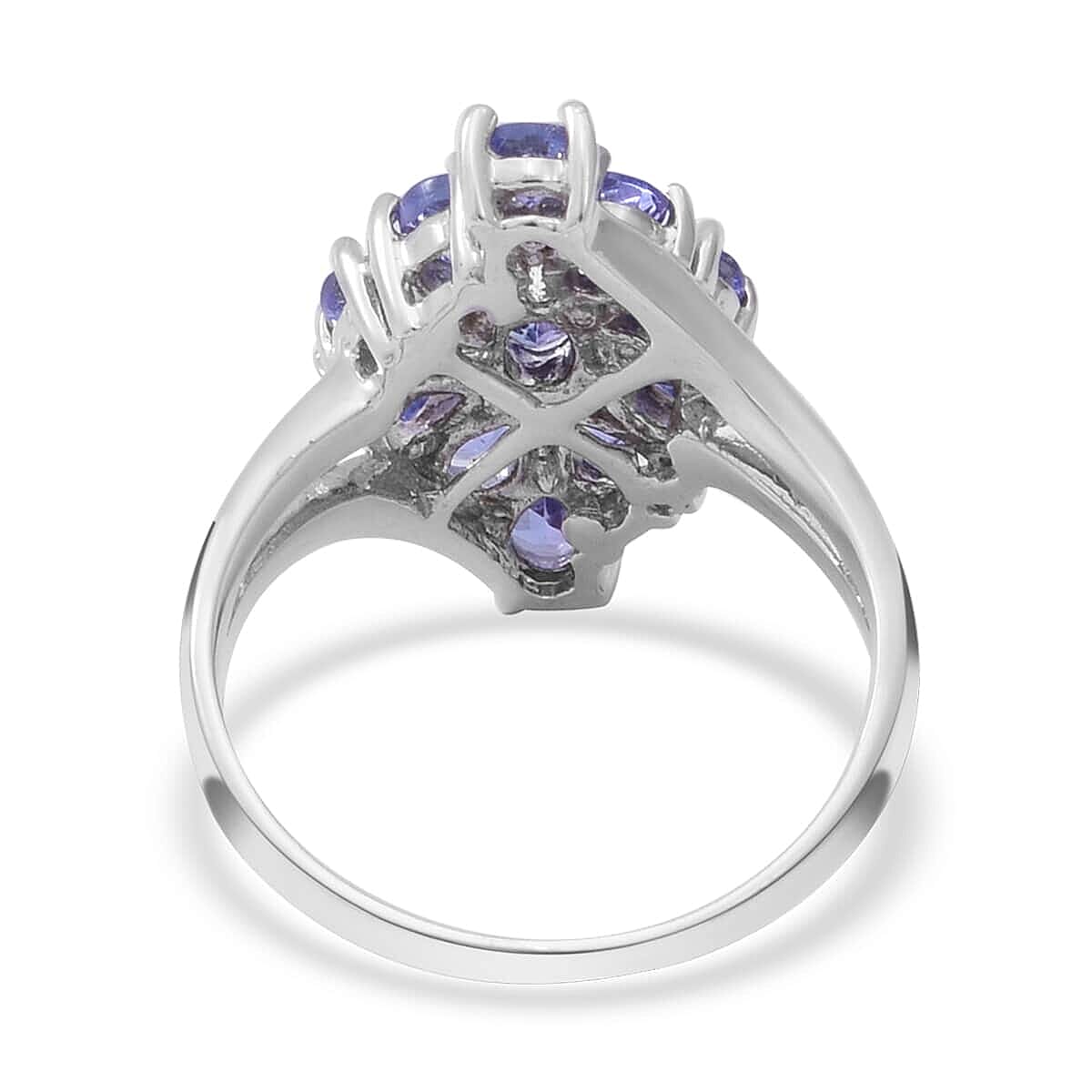 Tanzanite Floral Ring in Platinum Over Sterling Silver (Size 10.0) 1.75 ctw