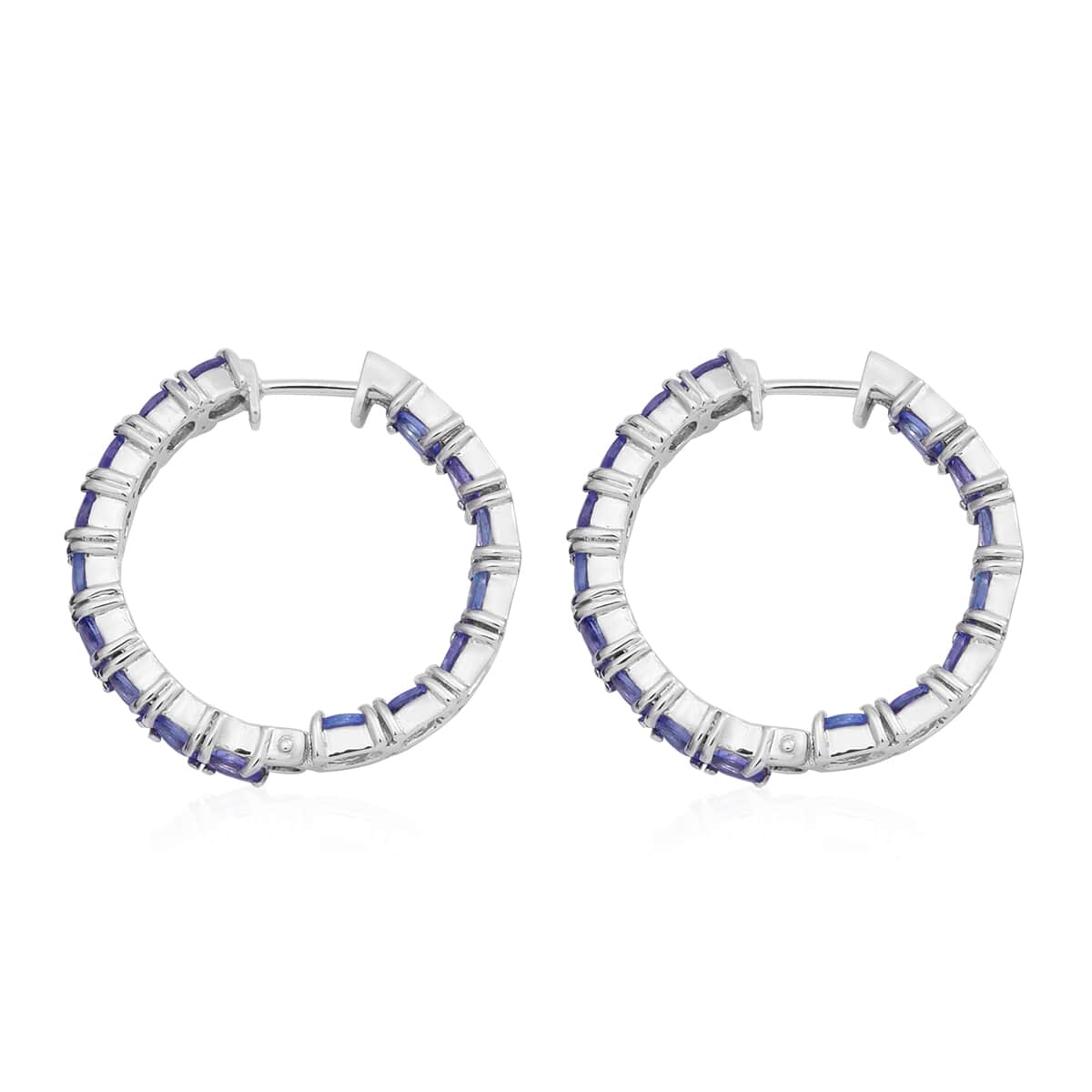 Tanzanite Hoop Earrings in Platinum Over Sterling Silver 5.10 ctw image number 2