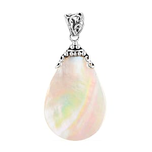 Mother Of Pearl Pear Shape Pendant in Sterling Silver