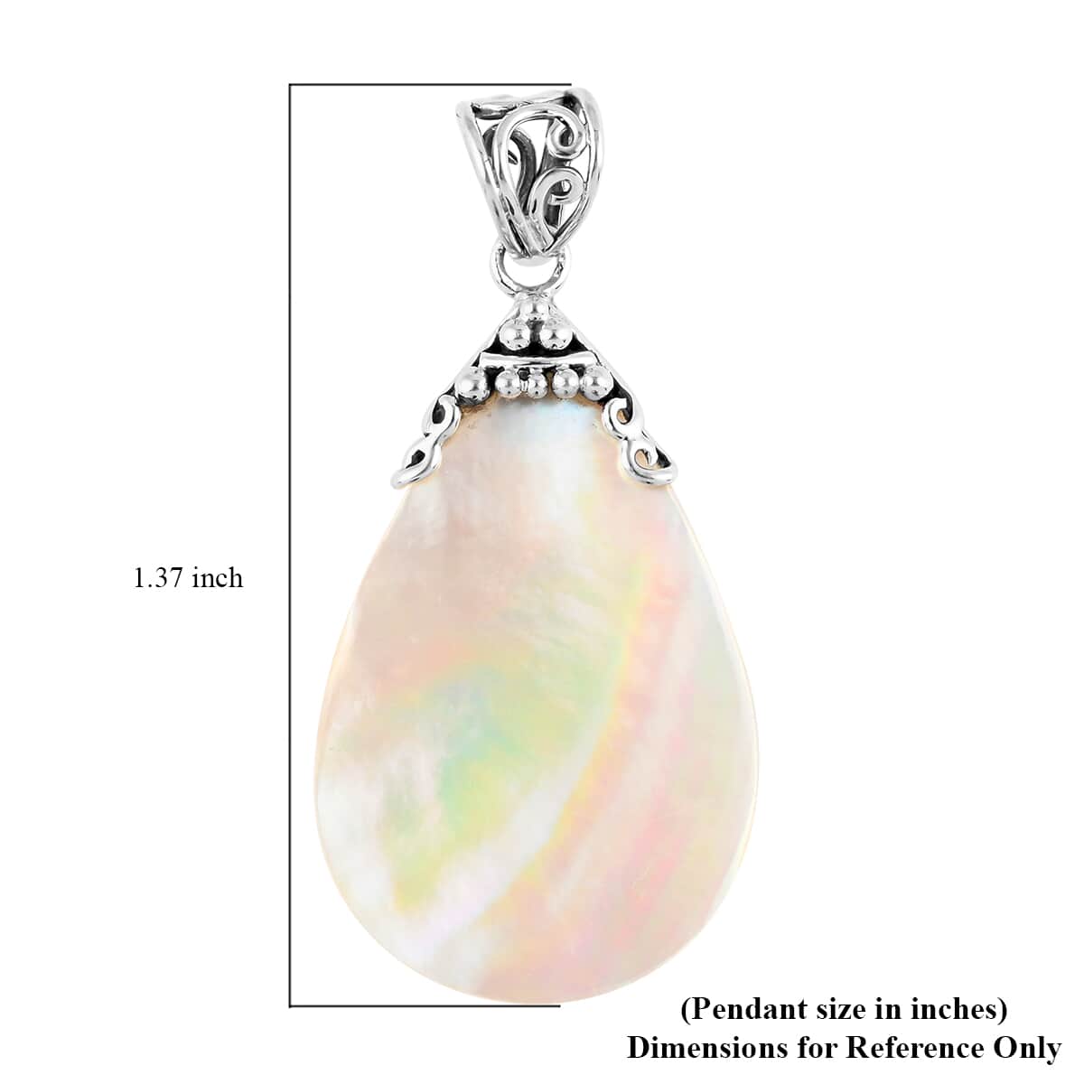 Mother Of Pearl Pear Shape Pendant in Sterling Silver image number 3