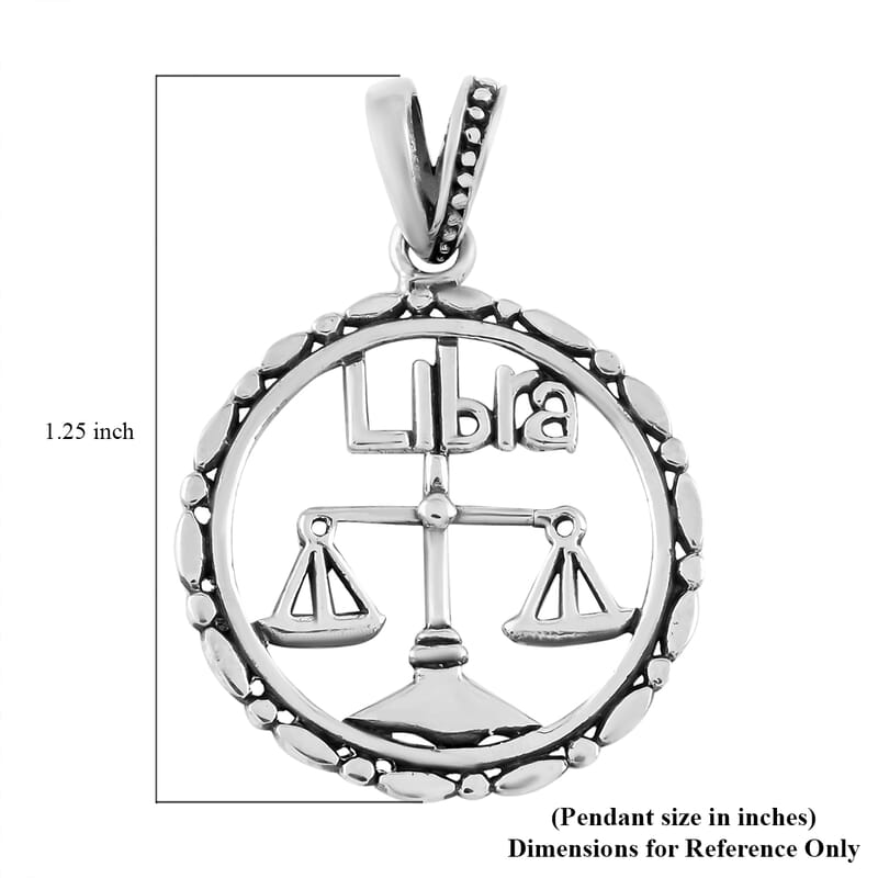 Bali Legacy Sterling Silver Libra Zodiac Pendant 3 Grams