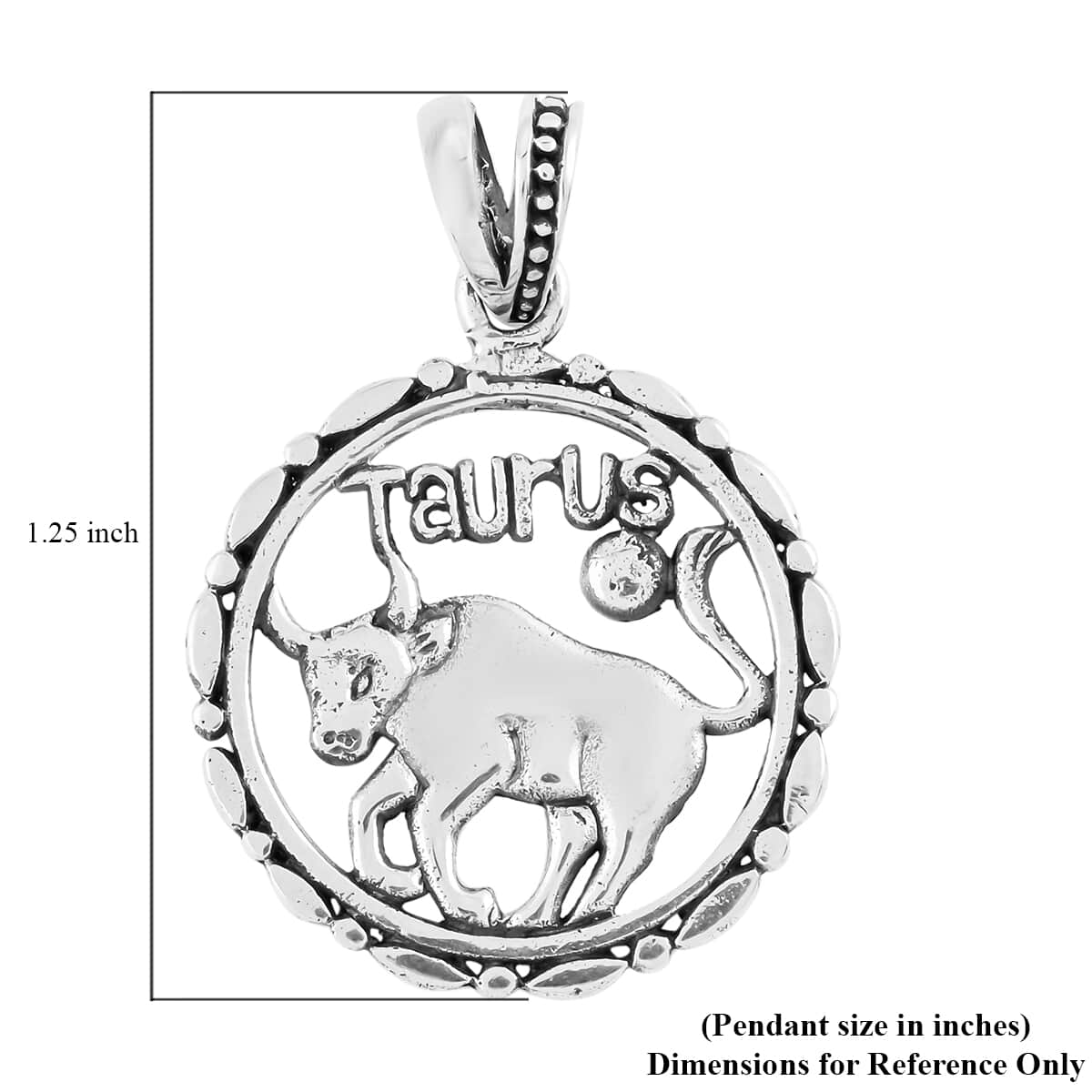 Sterling Silver Taurus Zodiac Pendant 3 Grams image number 3