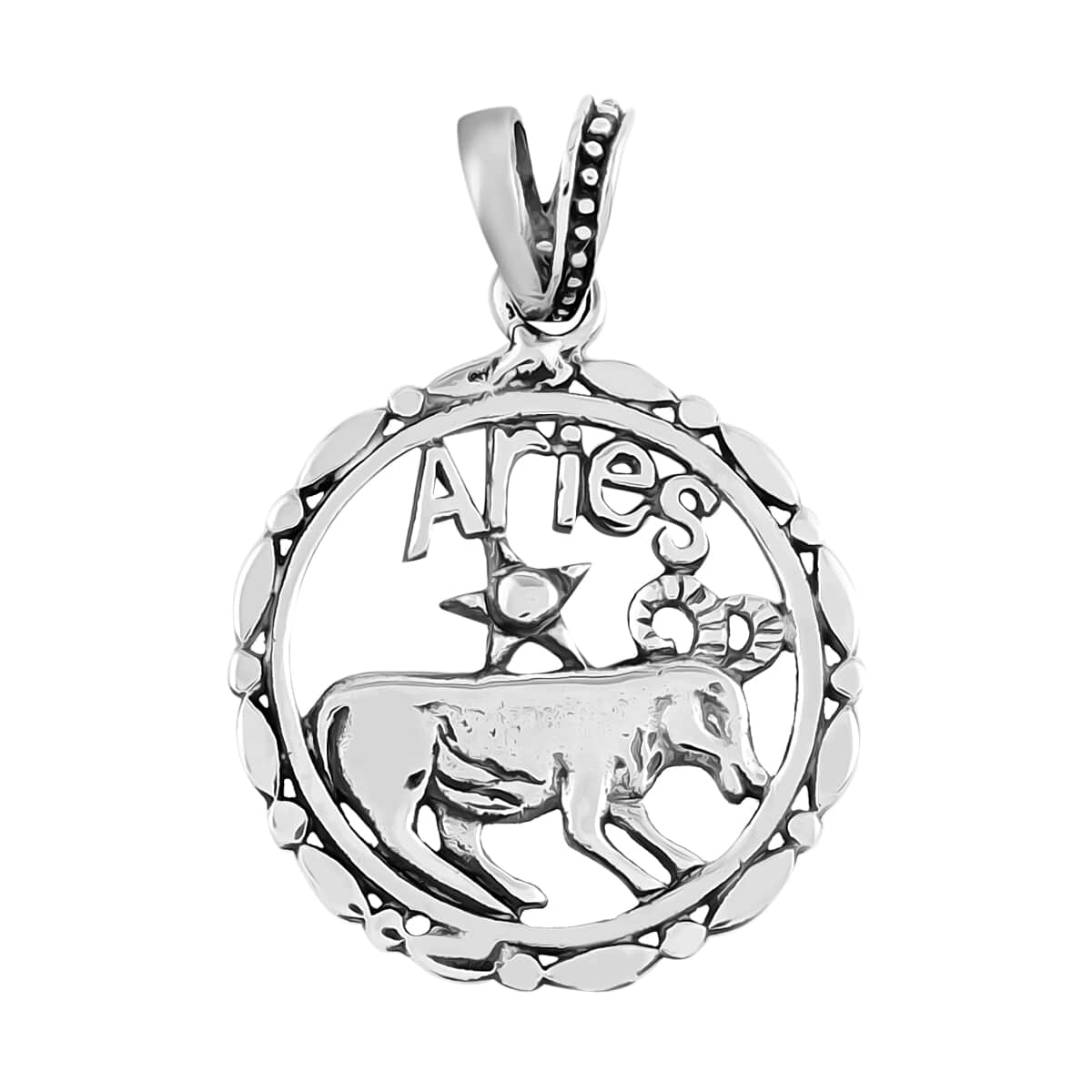 Sterling Silver Aries Zodiac Pendant 3 Grams image number 0