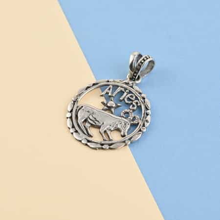 Sterling Silver Aries Zodiac Pendant 3 Grams image number 1