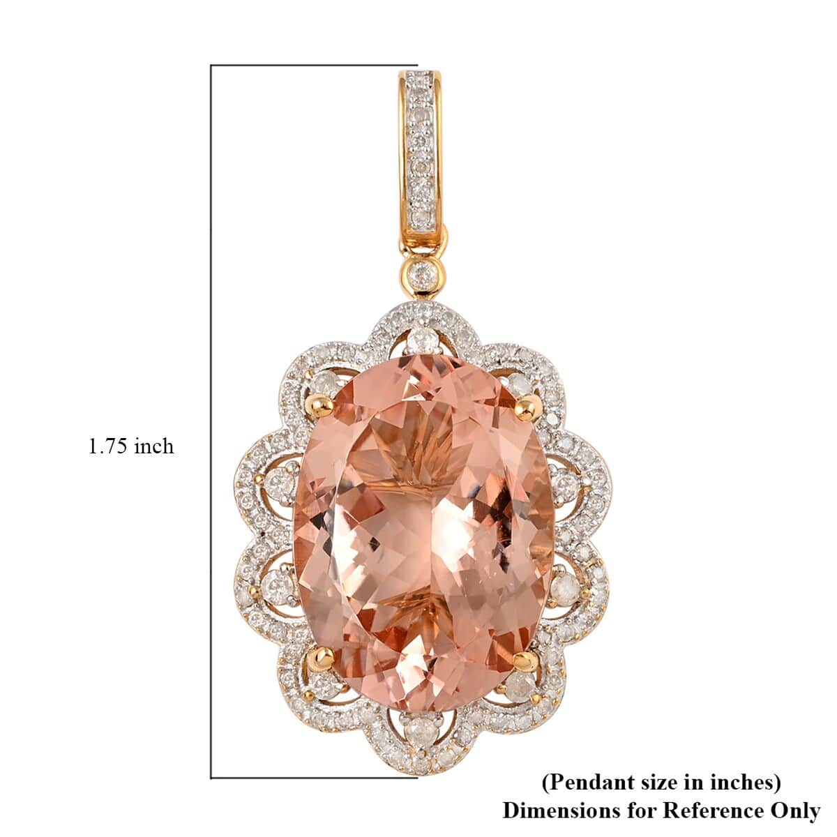 Luxoro 10K Yellow Gold Marropino Morganite and G-H I3 Diamond Floral Statement Pendant 6.35 Grams 22.15 ctw image number 5