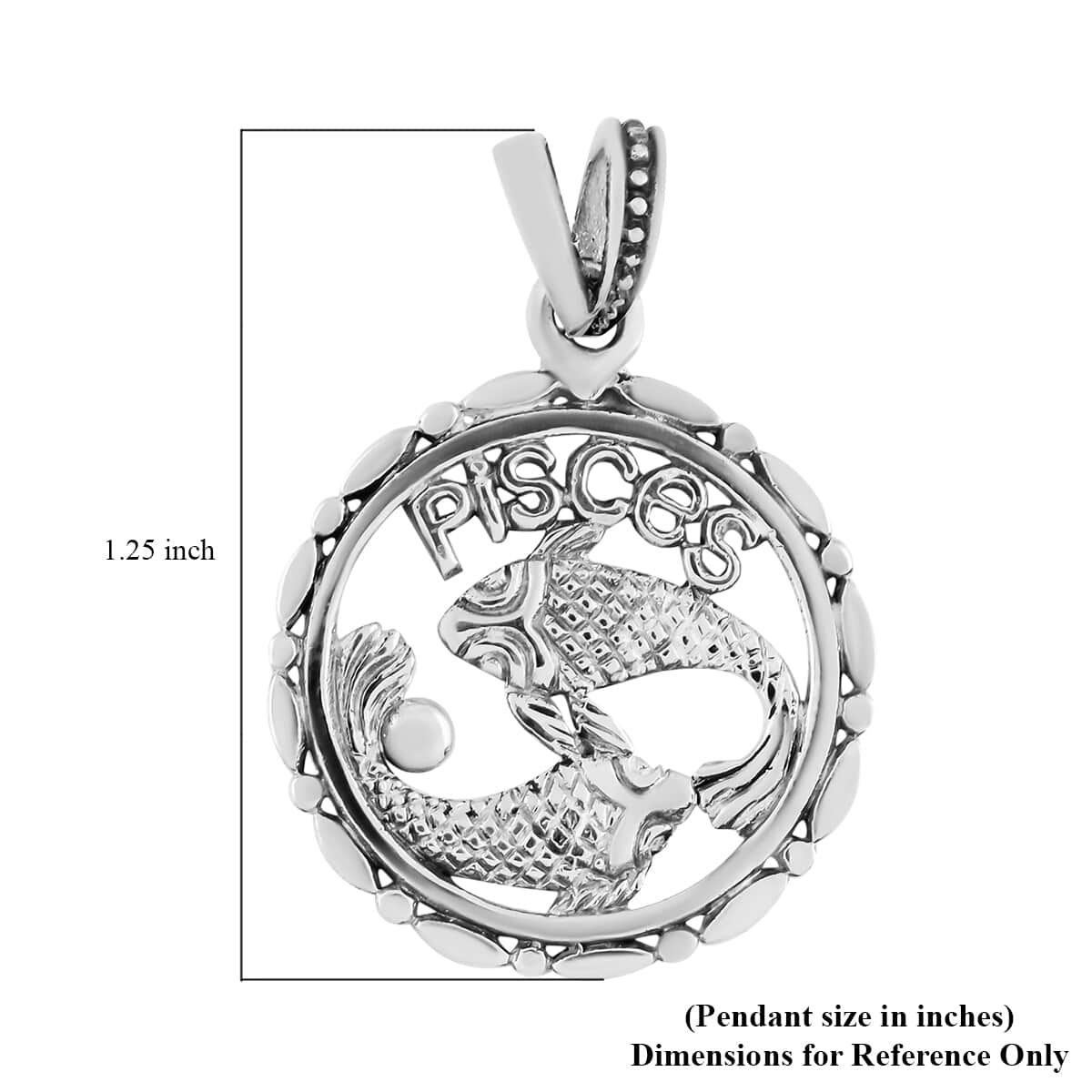 Bali Legacy Sterling Silver Pisces Zodiac Pendant 3 Grams image number 3