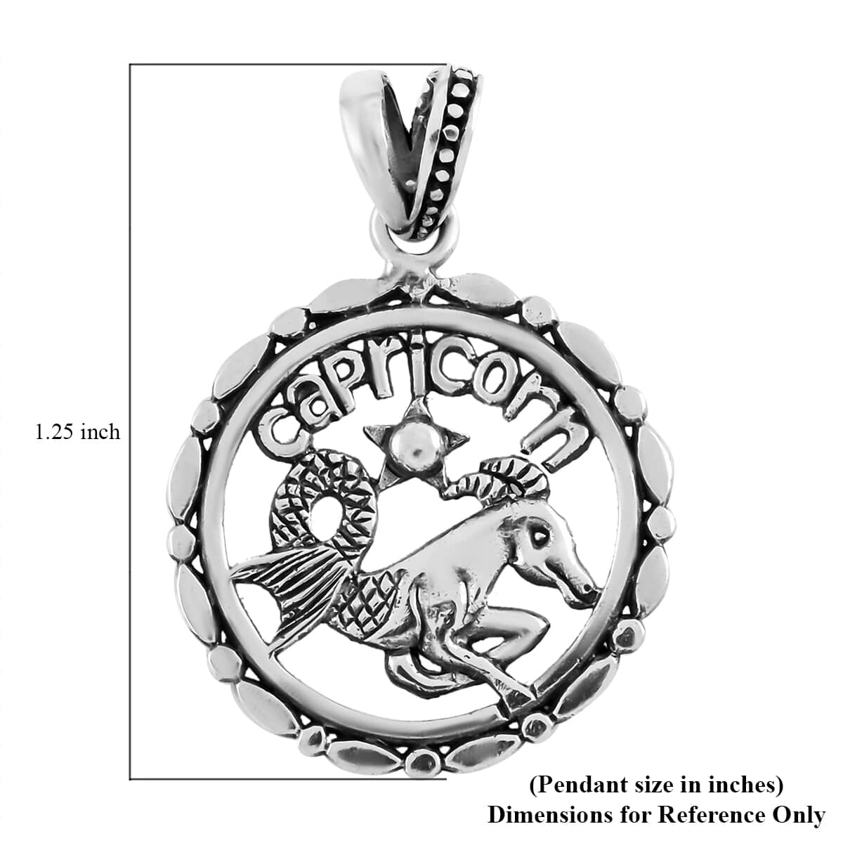 Sterling Silver Capricorn Zodiac Pendant 3 Grams image number 3