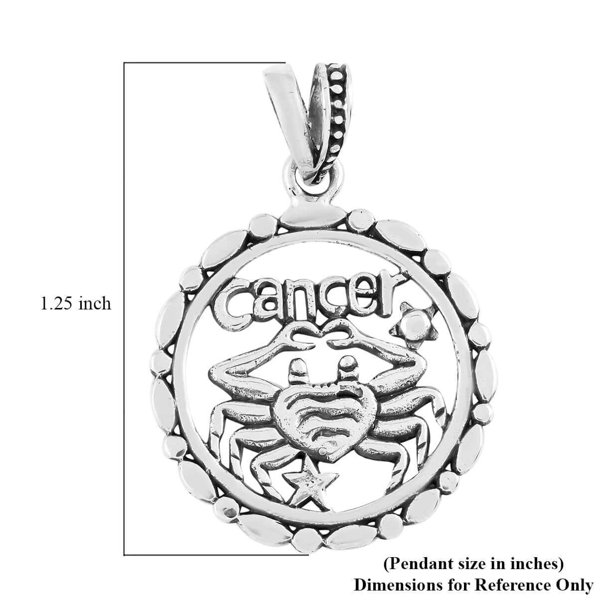 Sterling Silver Cancer Zodiac Pendant 3 Grams image number 3