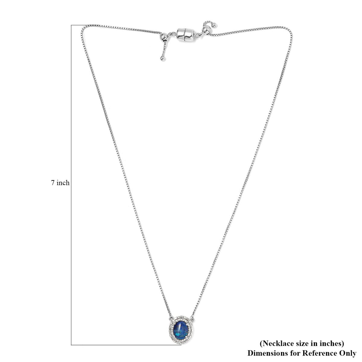 Premium Boulder Opal Triplet and White Zircon 2.20 ctw Necklace in Platinum Over Sterling Silver 19 Inches image number 5