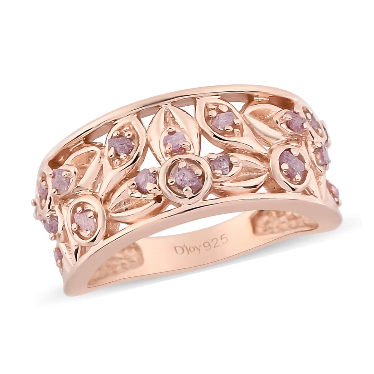 Uncut Natural Pink Diamond Band Ring in Vermeil Rose Gold Over Sterling Silver (Size 6.0) 0.25 ctw image number 0