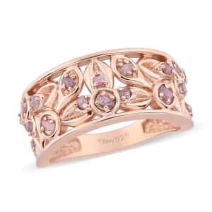 Uncut Natural Pink Diamond Band Ring in Vermeil Rose Gold Over Sterling Silver (Size 6.0) 0.25 ctw