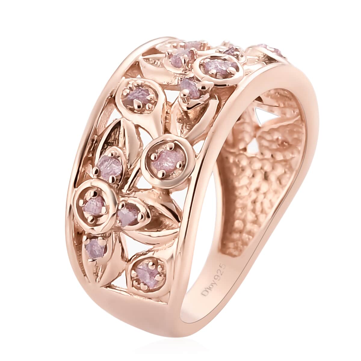 Uncut Natural Pink Diamond Band Ring in Vermeil Rose Gold Over Sterling Silver (Size 6.0) 0.25 ctw image number 3