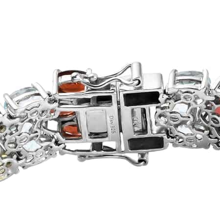 Multi Gemstone 3-Row Bracelet in Platinum Over Sterling Silver (7.25 In) 25.45 Grams 39.15 ctw image number 3