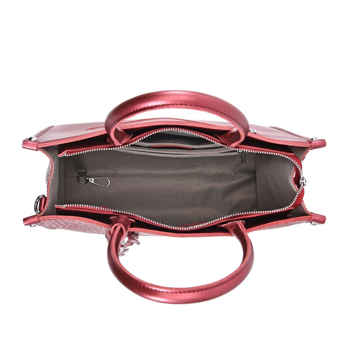 Croc-texture Leather Handbag - WL1209 Red