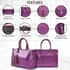 Metallic Purple Crocodile Pattern Genuine Leather Convertible Tote Bag image number 2