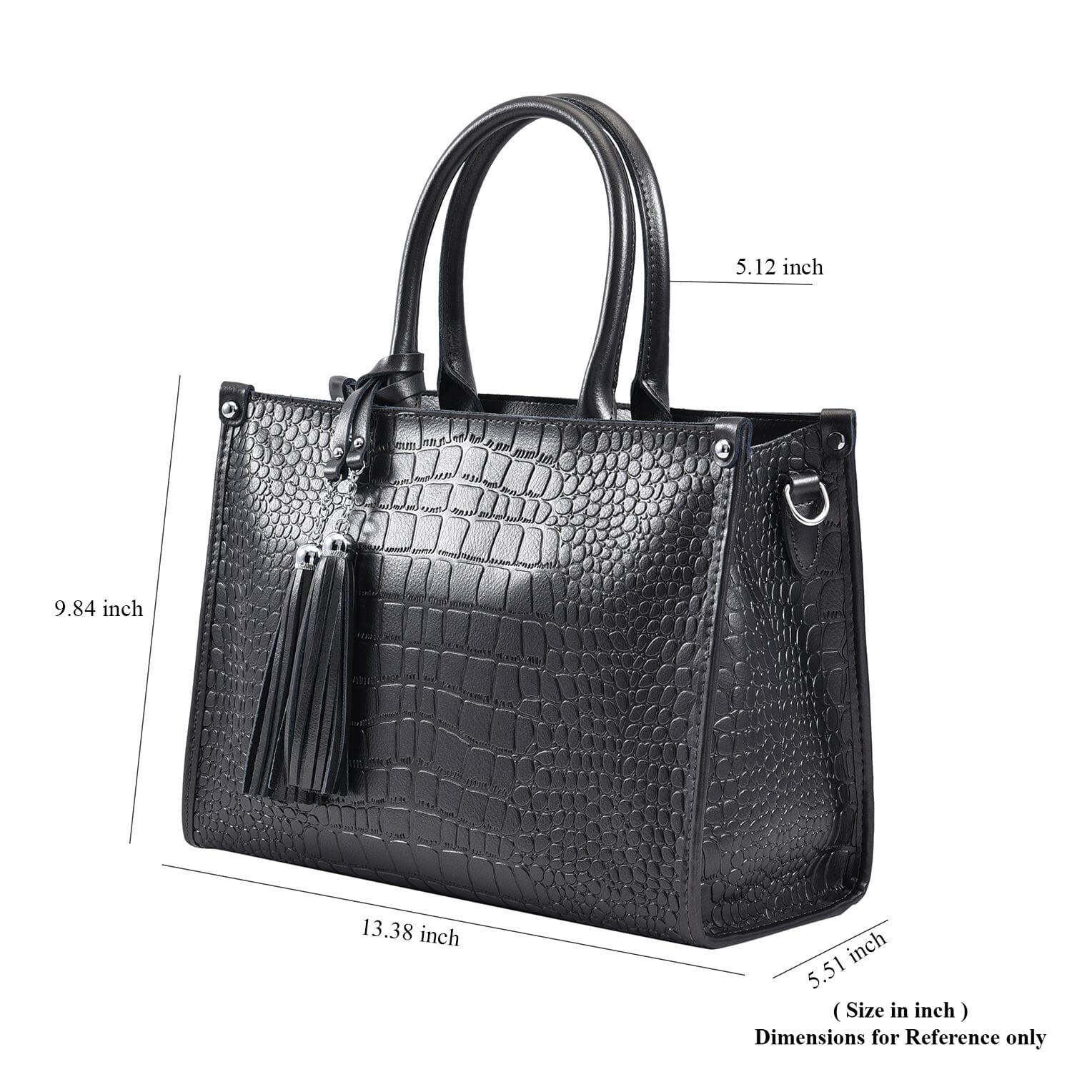 Buy Metallic Black Crocodile Pattern Genuine Leather