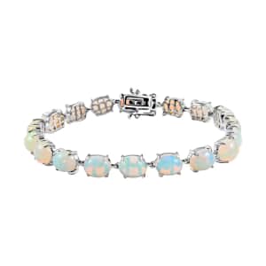 TLV AAA Ethiopian Welo Opal Tennis Bracelet in Platinum Over Sterling Silver (8.00 In) (11.70 g) 21.15 ctw