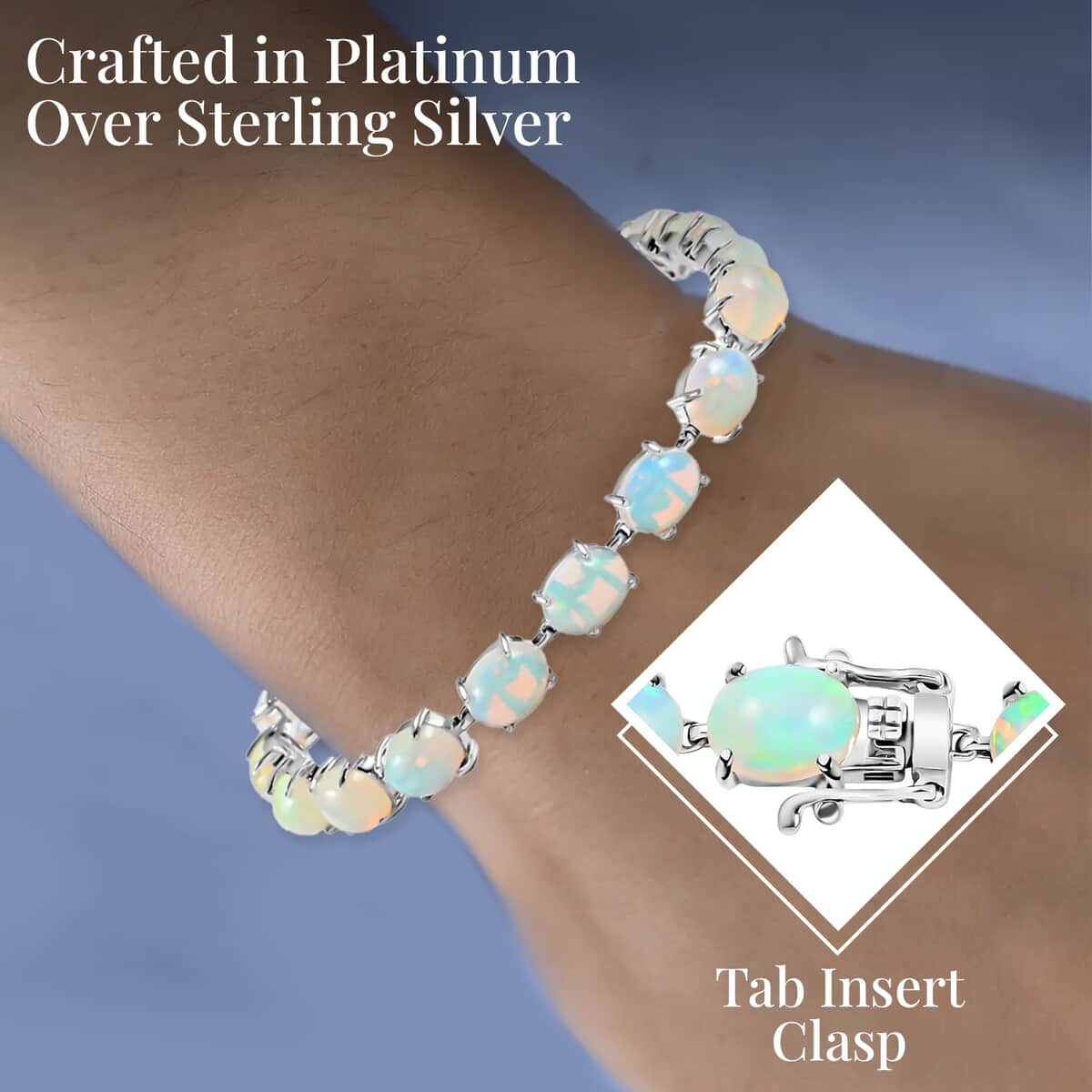 TLV AAA Ethiopian Welo Opal Tennis Bracelet in Platinum Over Sterling Silver (8.00 In) (11.70 g) 21.15 ctw image number 2
