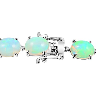 AAA Ethiopian Welo Opal 21.15 ctw Tennis Bracelet in Platinum Plated Sterling Silver (8.00 In)