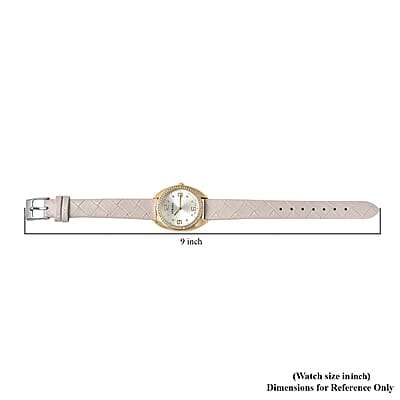 Strada Austrian Crystal Japanese Movement Watch with Gray Vegan Leather Strap