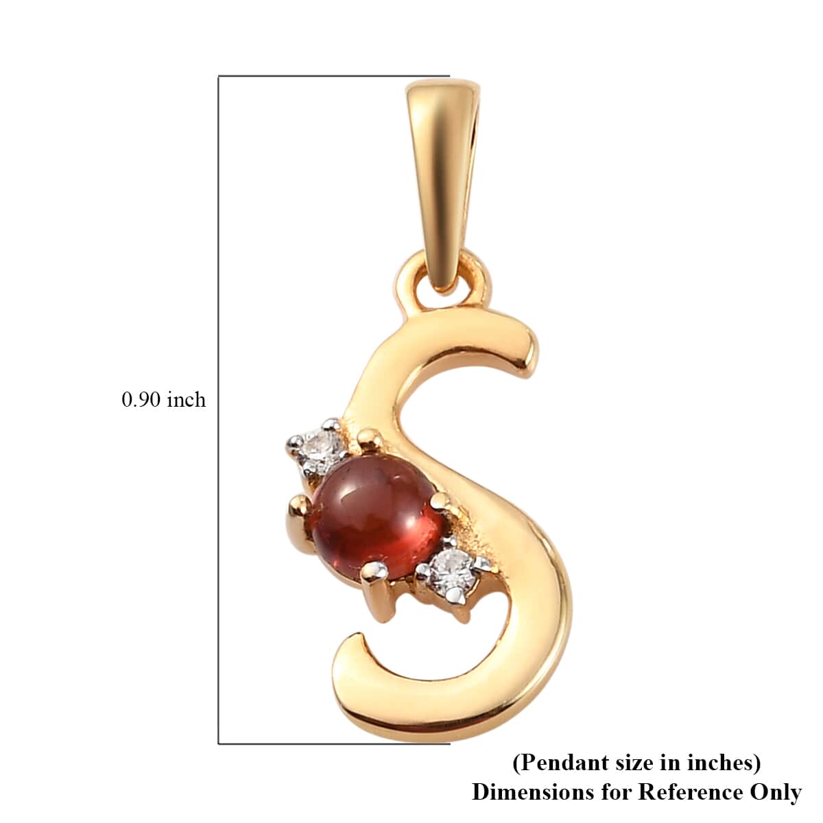 Mozambique Garnet and Natural White Zircon Initial S Pendant in Vermeil Yellow Gold Over Sterling Silver 0.50 ctw image number 4