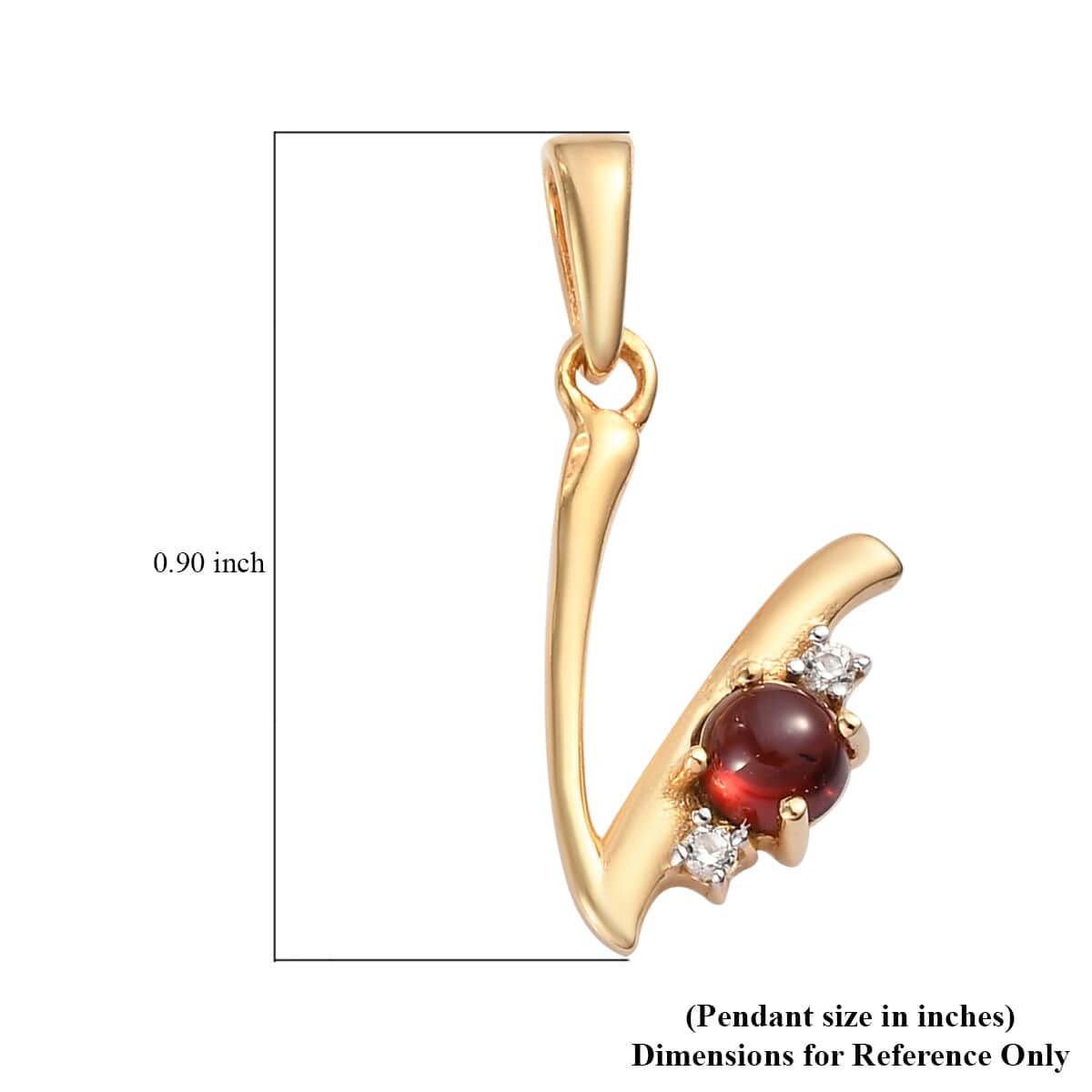 Mozambique Garnet and Natural White Zircon Initial V Pendant in Vermeil Yellow Gold Over Sterling Silver 0.50 ctw image number 4