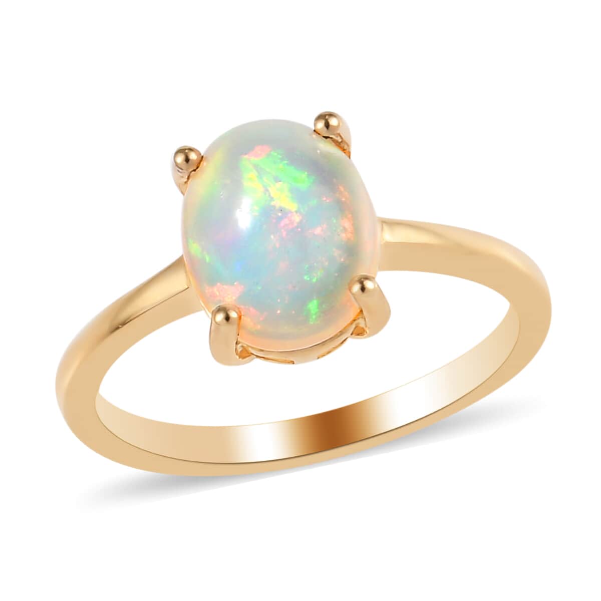 Ethiopian Welo Opal Solitaire Ring in Vermeil Yellow Gold Over Sterling Silver (Size 10.0) 1.25 ctw image number 0
