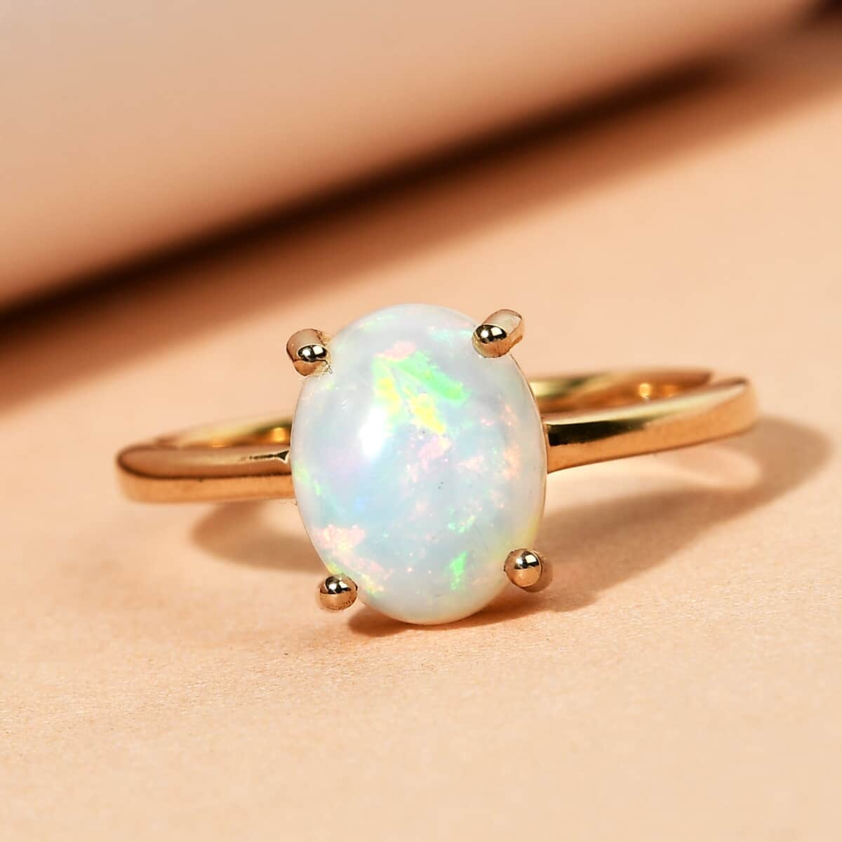 Ethiopian Welo Opal Solitaire Ring in Vermeil Yellow Gold Over Sterling Silver (Size 10.0) 1.25 ctw image number 1