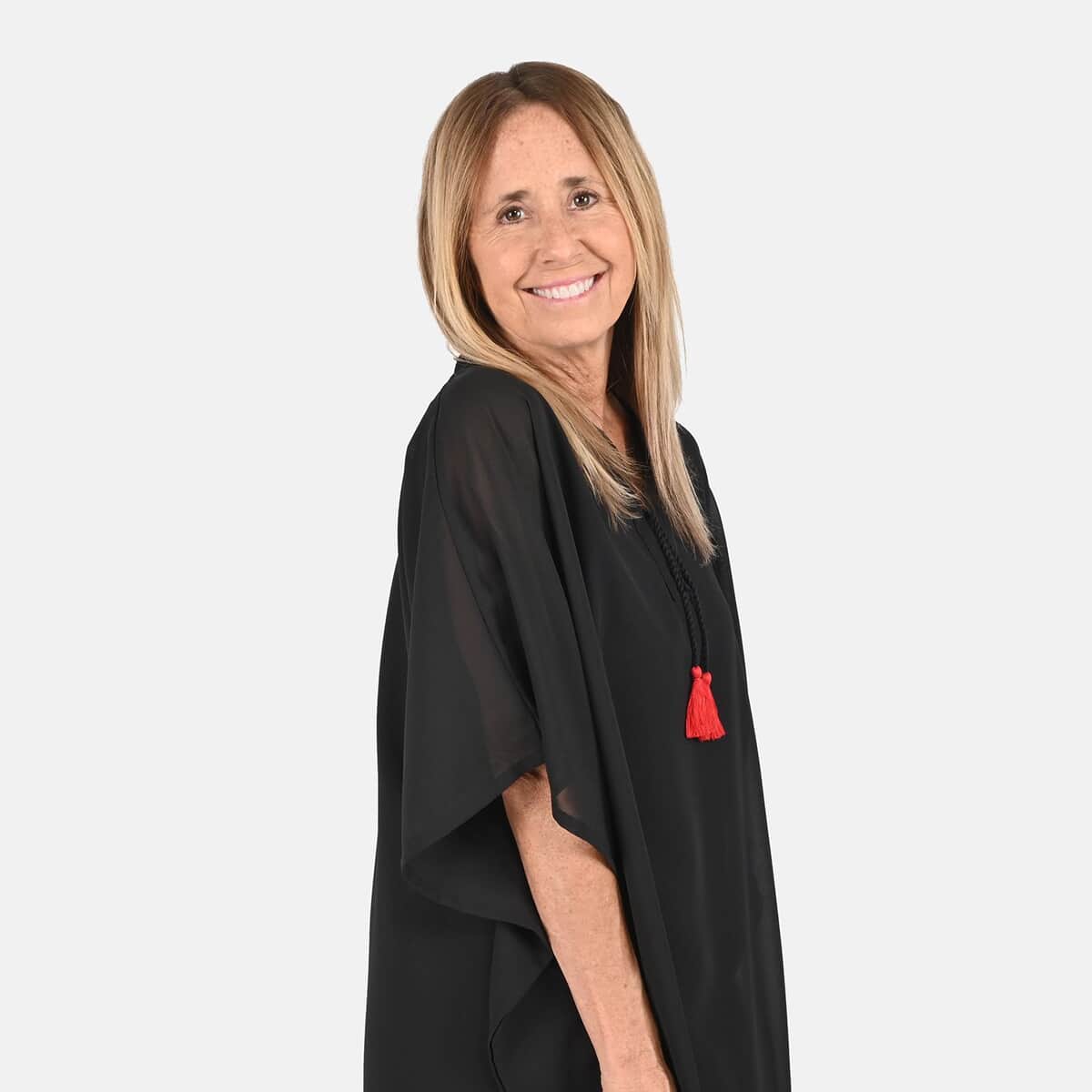 TAMSY Black Long V-Neck Mexi Kaftan with Doori & Tassels - One Size Fits Most image number 3
