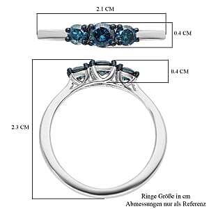 Blue Diamond 0.50 ctw Ring in Platinum Over Sterling Silver (Size 10)