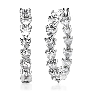 Simulated Diamond Inside Out Hoop Earrings in Stainless Steel 12.50 ctw , Tarnish-Free, Waterproof, Sweat Proof Jewelry
