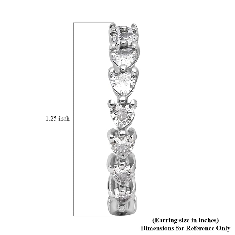 Simulated Diamond Inside Out Hoop Earrings in Stainless Steel 12.50 ctw , Tarnish-Free, Waterproof, Sweat Proof Jewelry