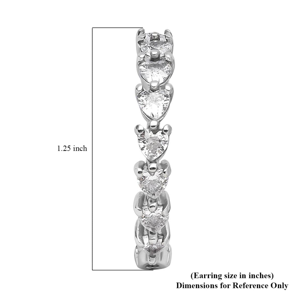 Simulated Diamond Inside Out Hoop Earrings in Stainless Steel 2.50 ctw image number 4