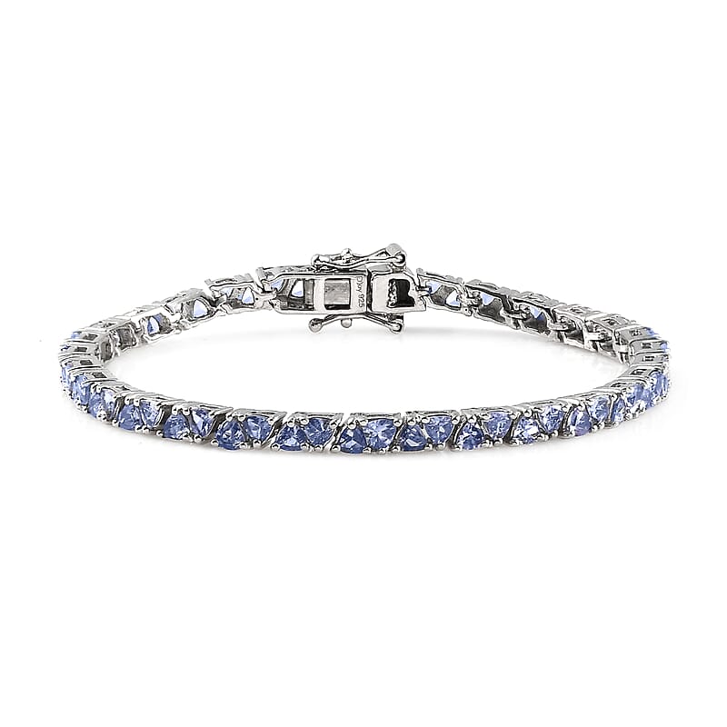 Tanzanite Tennis Bracelet in Platinum Over Sterling Silver (6.50 In) 10.15 Grams 5.85 ctw