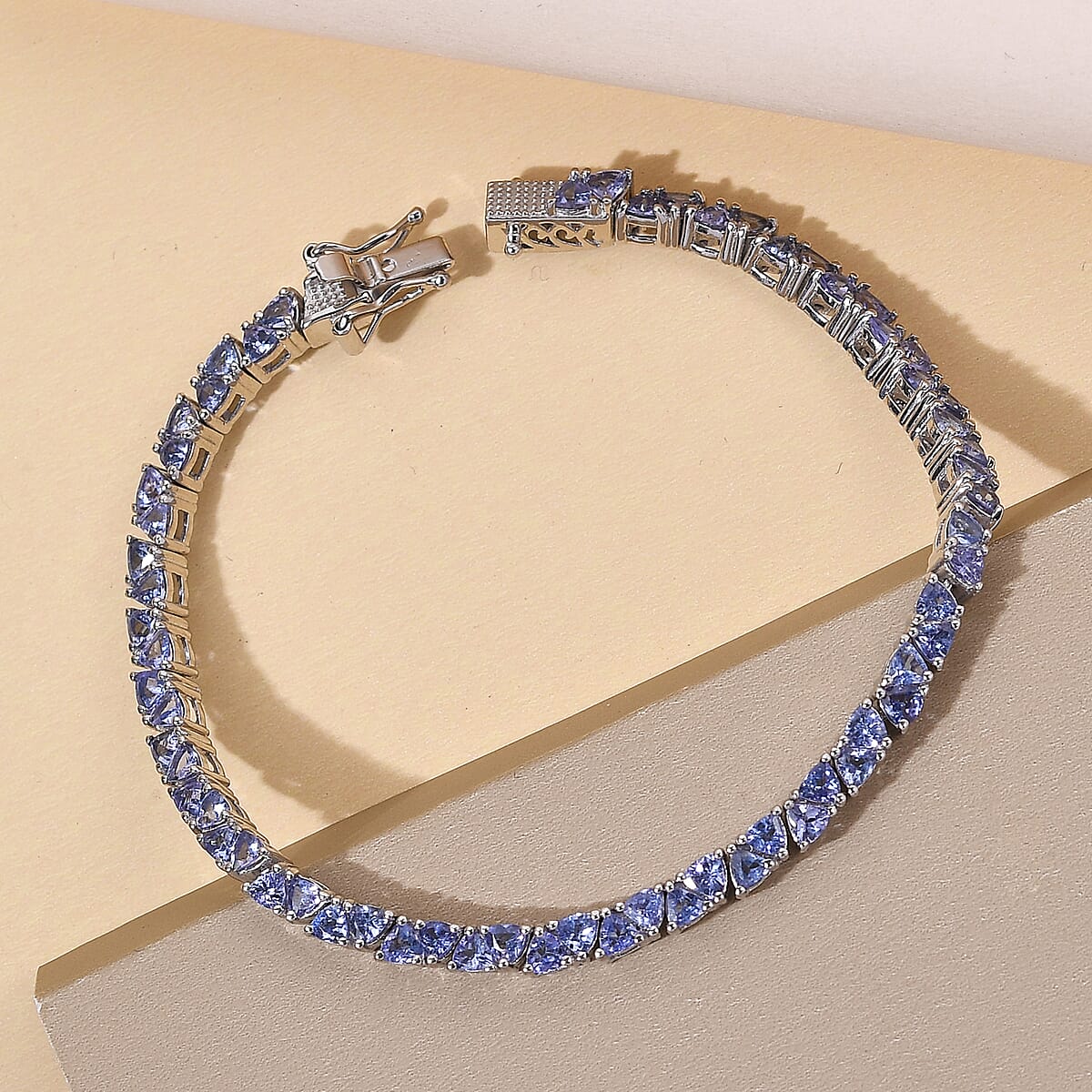 Tanzanite Tennis Bracelet in Platinum Over Sterling Silver (7.25 In) 6.50 ctw image number 1